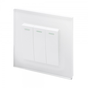 Crystal PG (Retractive/Pulse) Light Switch 3 gang White